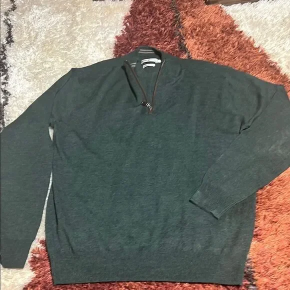 Peter Milar Green Zip Up Sweater with Long Sleeves and Textured Fabric wool - Picture 1 of 6